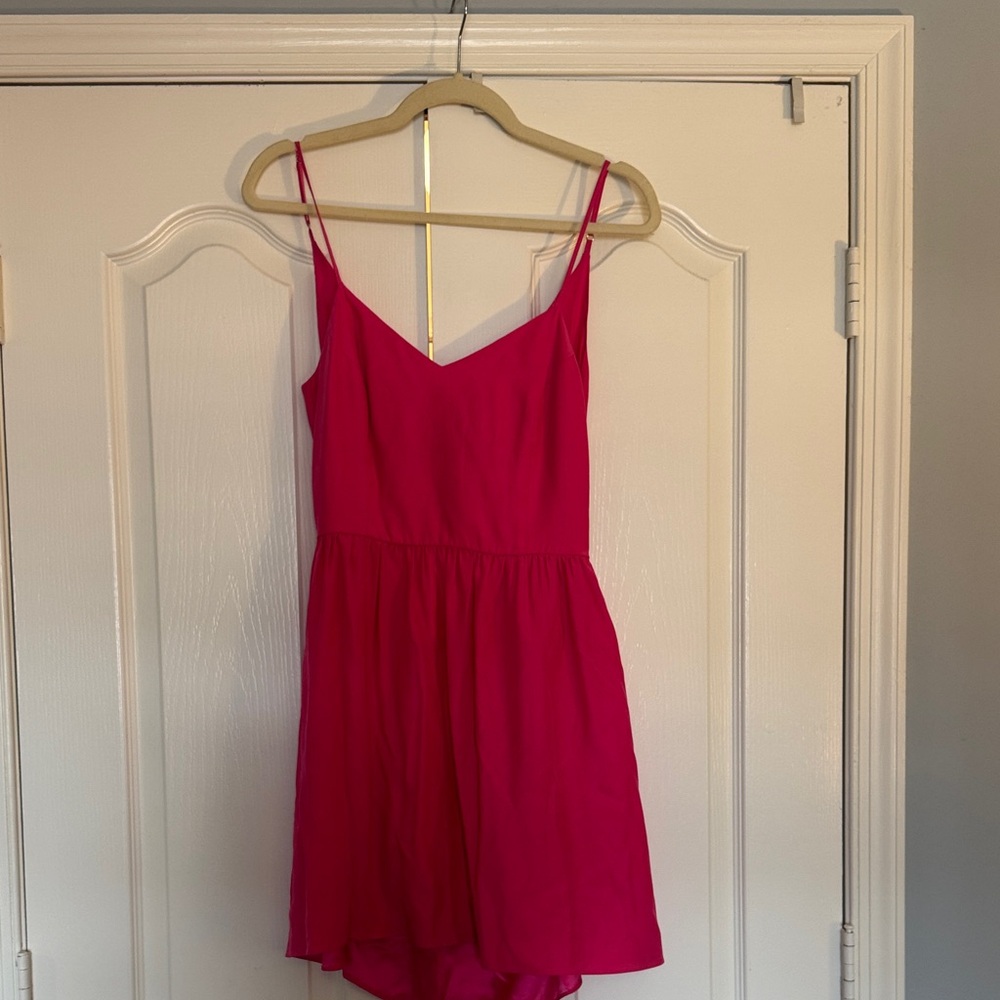Vibrant Pink Spaghetti Strap Silk Parker Dress